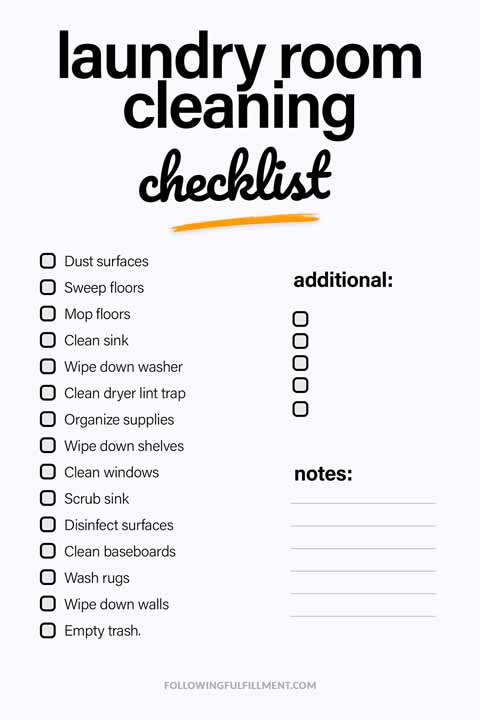 Laundry Room Cleaning checklist