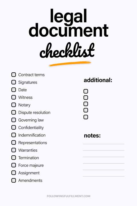 Legal Document checklist