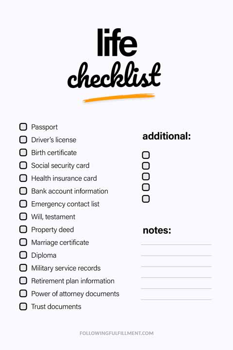 Life checklist