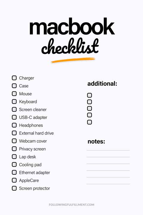 Macbook checklist