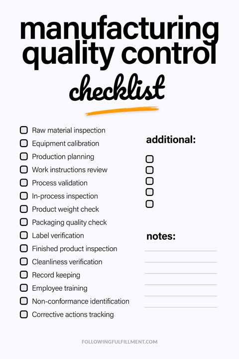 Manufacturing Quality Control checklist