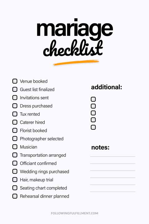 Mariage checklist