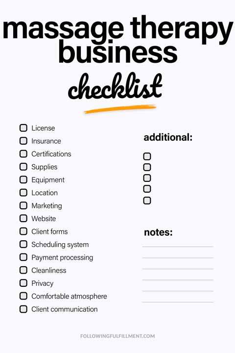 Massage Therapy Business checklist