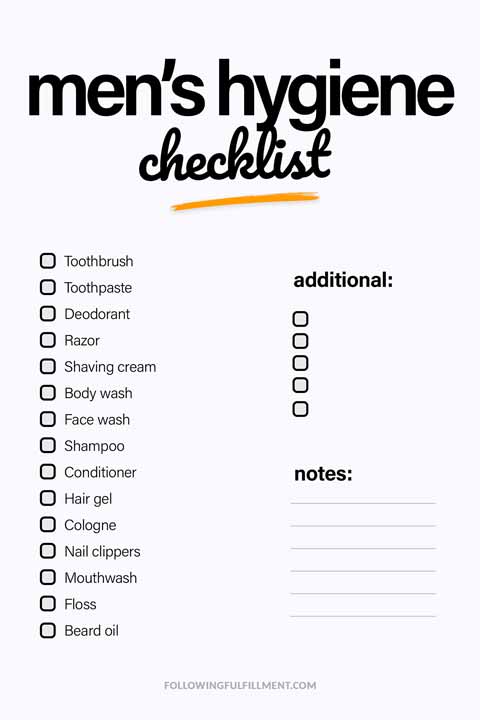 Men'S Hygiene checklist