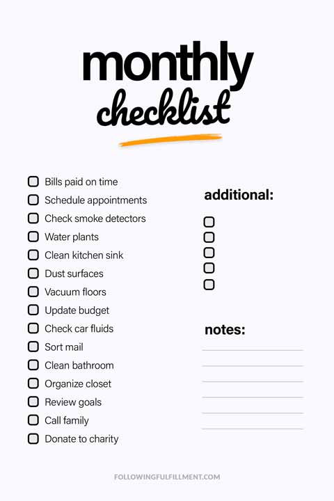 Monthly checklist