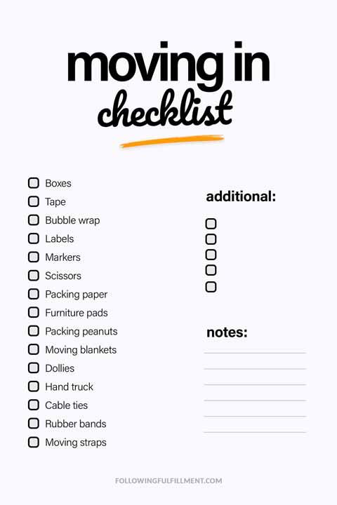 Moving In checklist