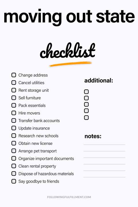 Moving Out State checklist