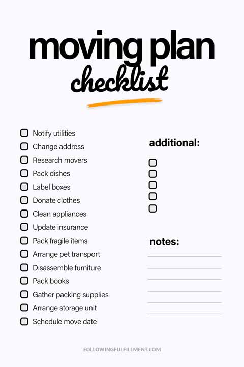Moving Plan checklist