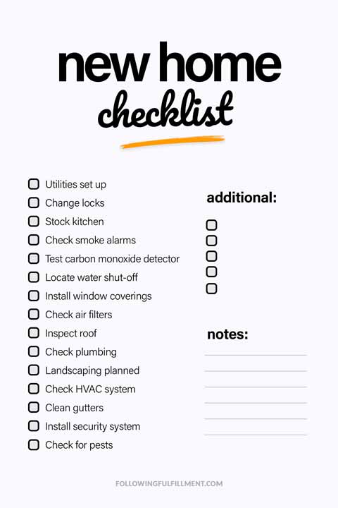 New Home checklist