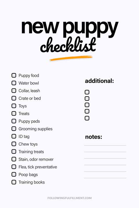 New Puppy checklist