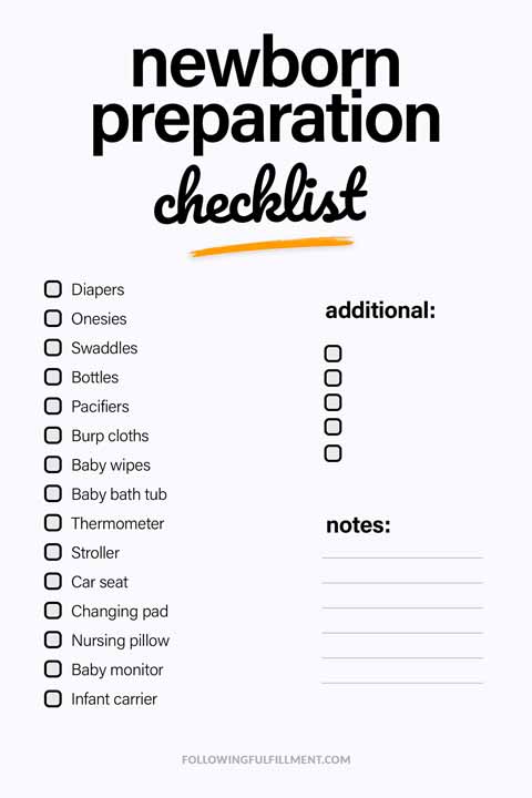 Newborn Preparation checklist