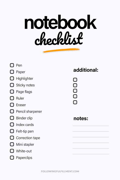 Notebook checklist