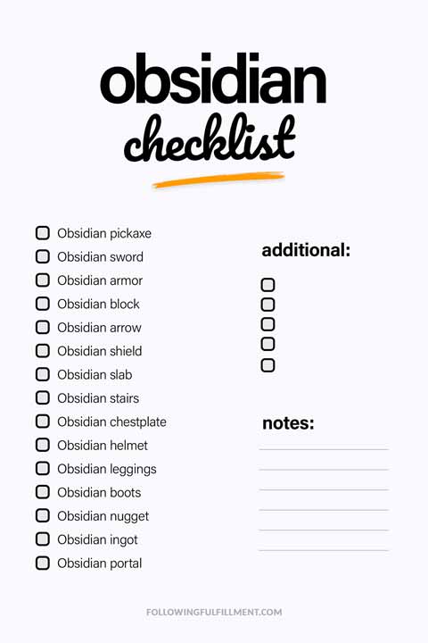 Obsidian checklist