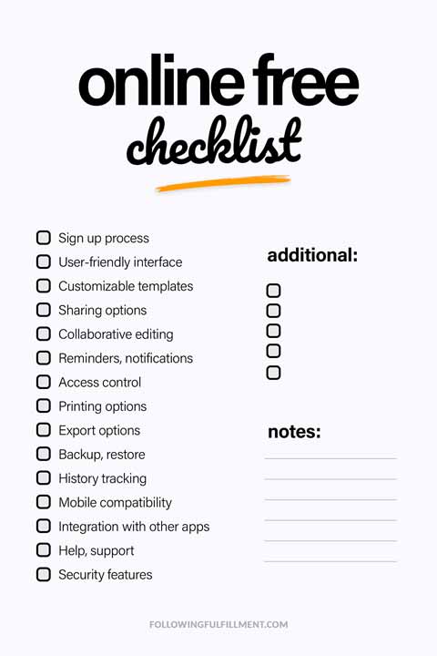 Online Free checklist