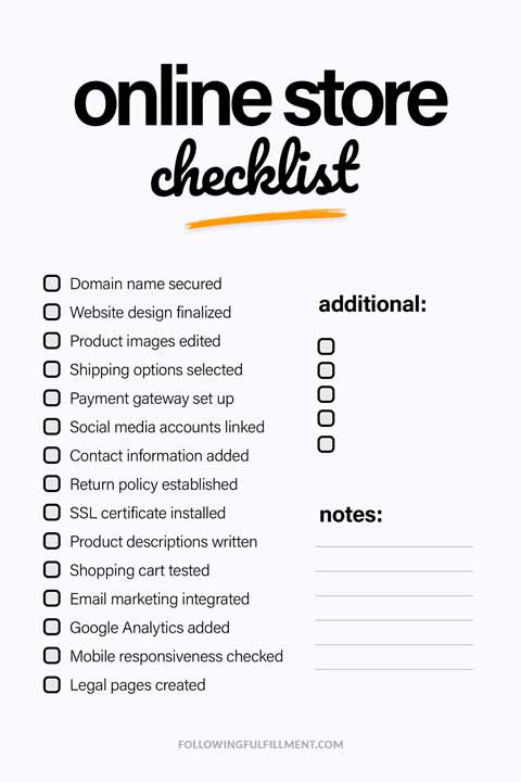 Online Store checklist