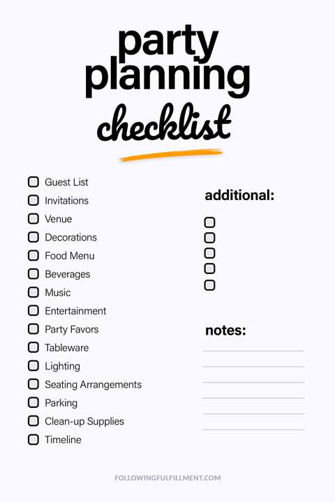 Party Planning checklist