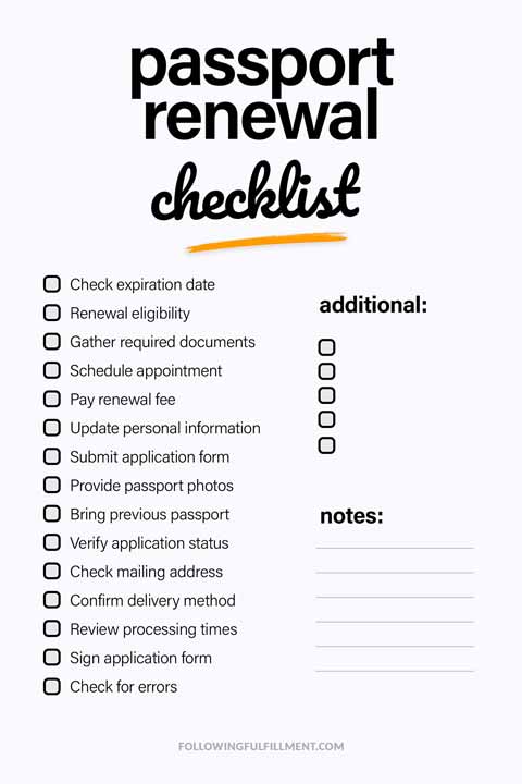 Passport Renewal checklist