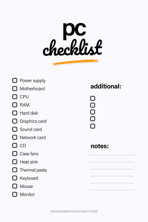Pc checklist