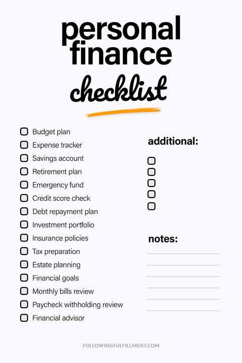 Personal Finance checklist