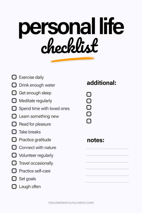 Personal Life checklist