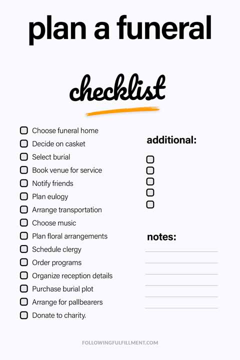 Plan A Funeral checklist