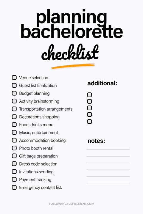 Planning Bachelorette Party checklist