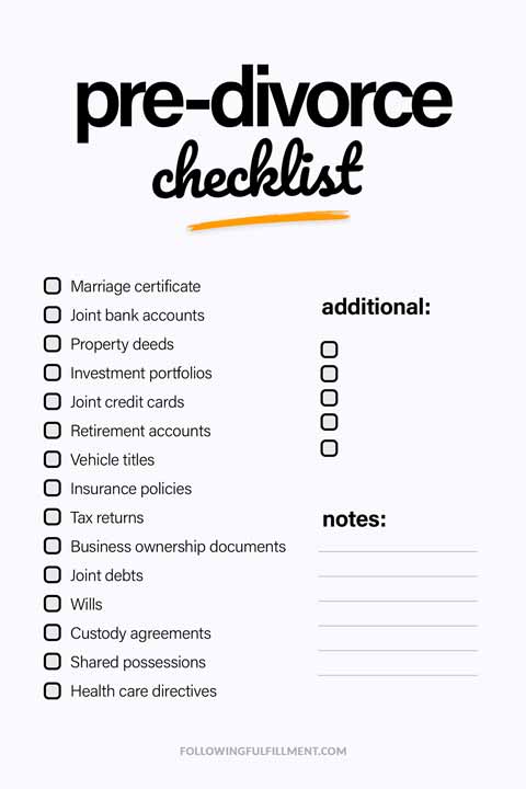 Pre-Divorce checklist