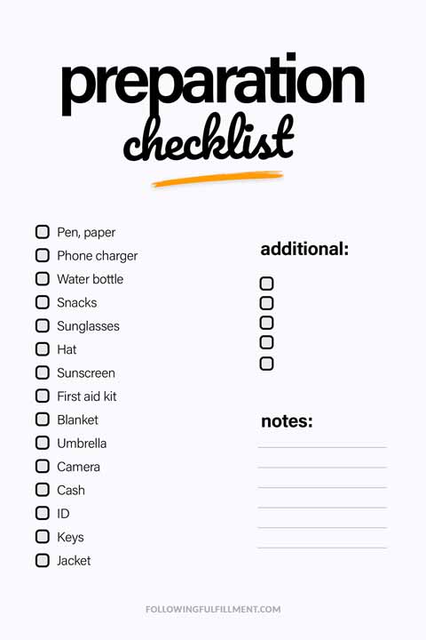 Preparation checklist