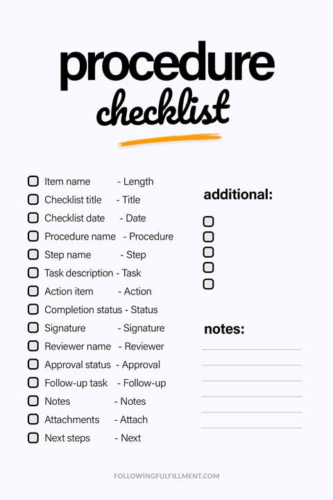Procedure checklist