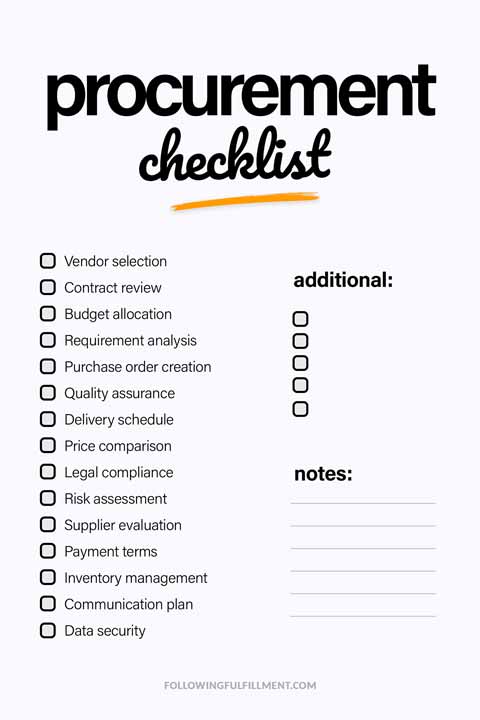 Procurement checklist