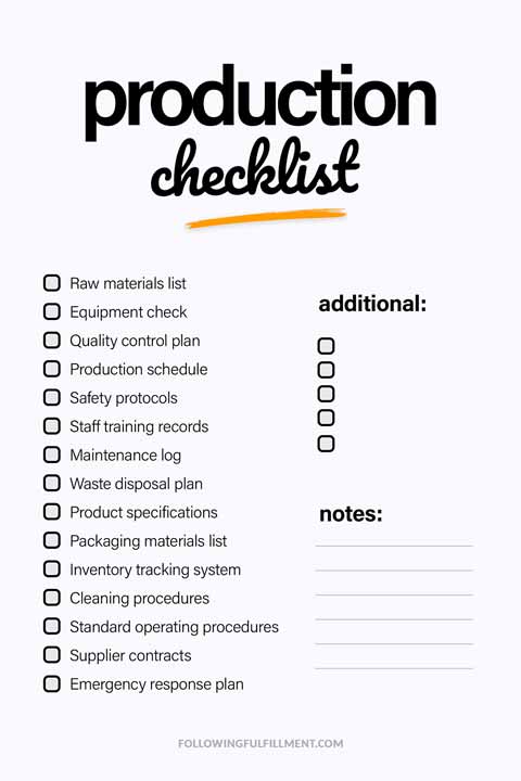 Production checklist