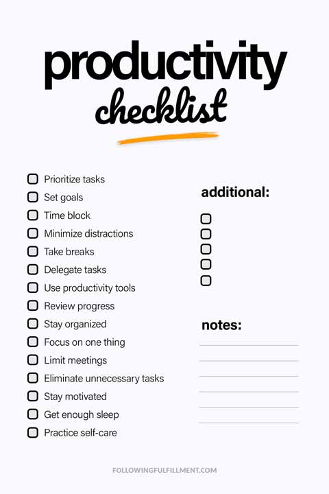 Productivity checklist