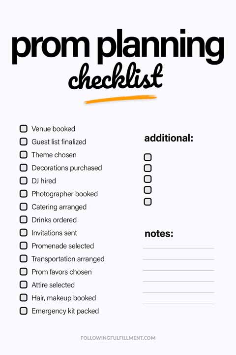 Prom Planning checklist