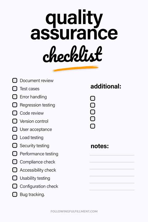 Quality Assurance checklist