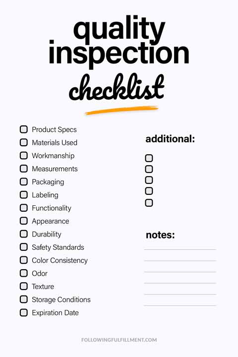 Quality Inspection checklist