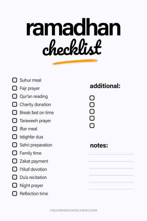 Ramadhan checklist