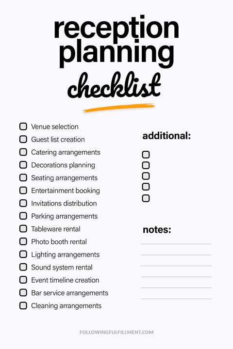 Reception Planning checklist