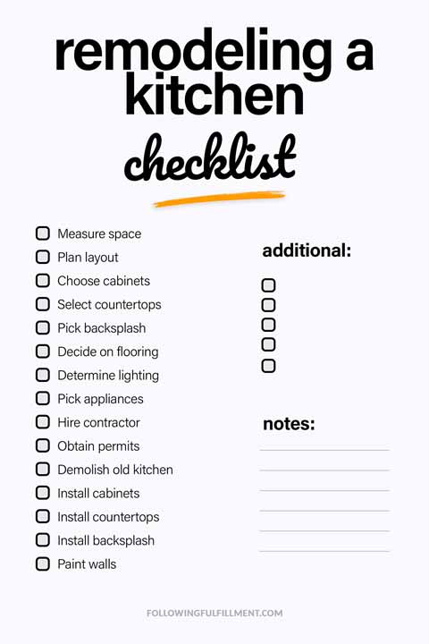 Remodeling A Kitchen checklist