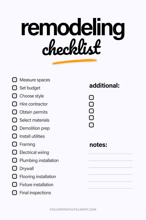 Remodeling checklist