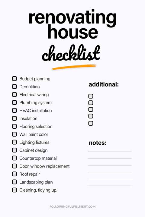 Renovating House checklist