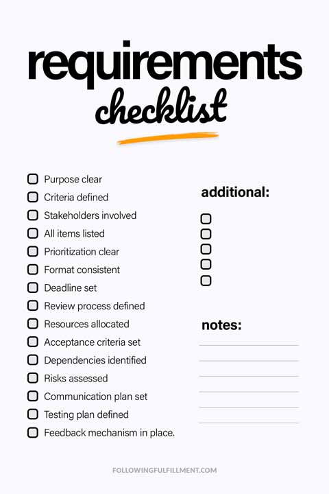 Requirements checklist