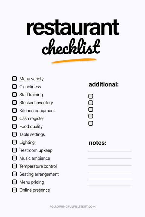 Restaurant checklist