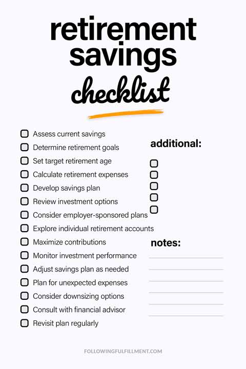 Retirement Savings checklist