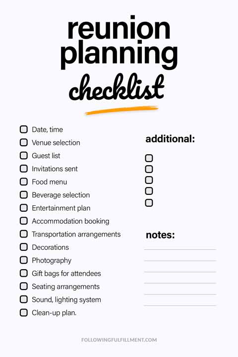 Reunion Planning checklist