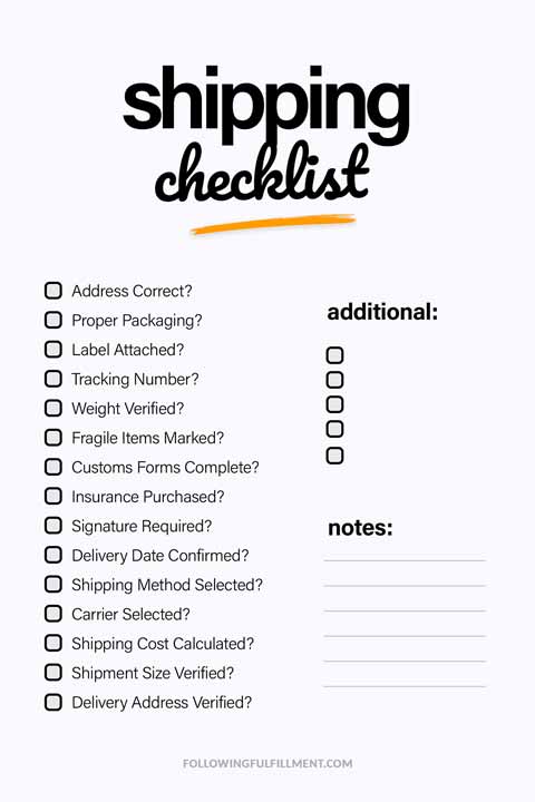 Shipping checklist