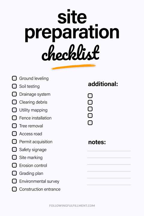 Site Preparation checklist