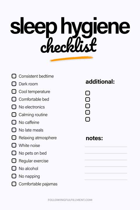 Sleep Hygiene checklist
