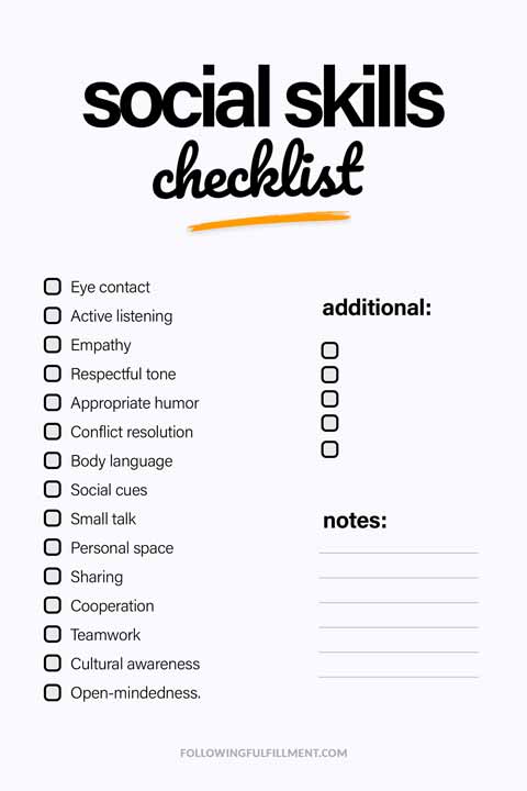 Social Skills checklist
