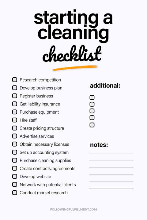Starting A Cleaning Business checklist