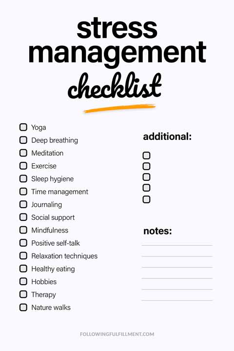 Stress Management checklist